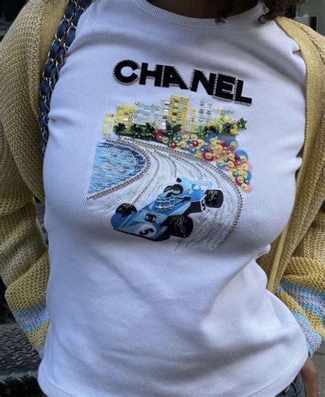 shirt bianca chanel|Chanel tee shirt blouses.